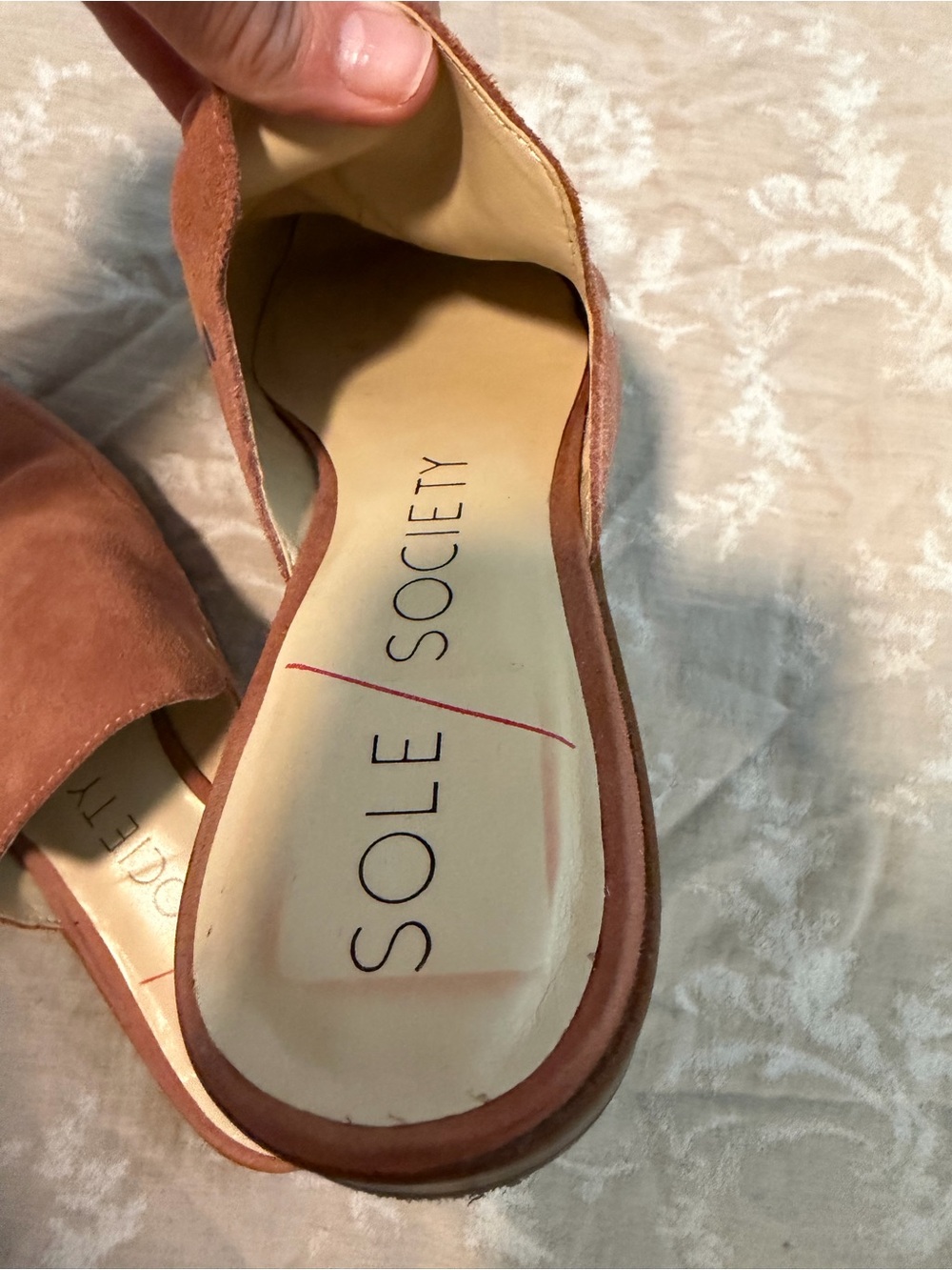 Sole Society Suede Pointed-Toe Mules, Coral, Size 9.5 - Picture 6 of 12